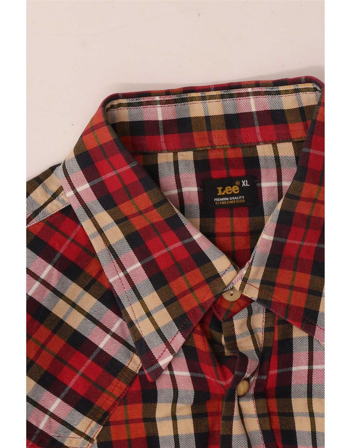 Camisa masculina de flanela Lee XL vermelha xadrez