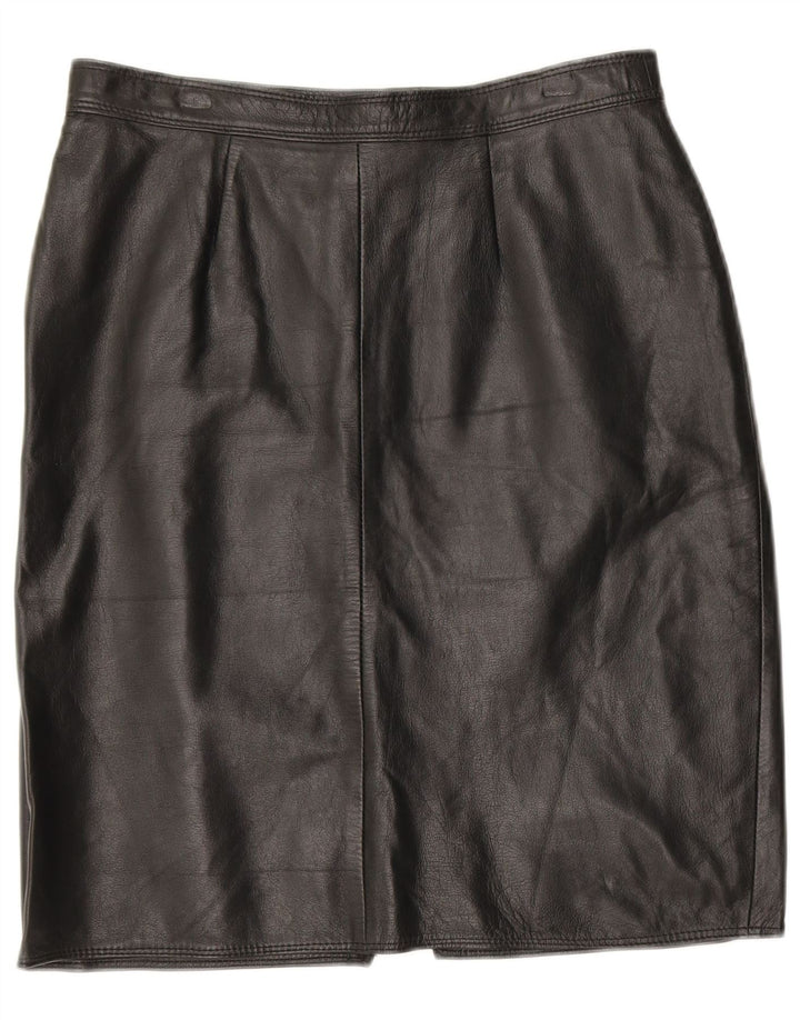 Saia feminina de couro VINTAGE W30 couro preto médio