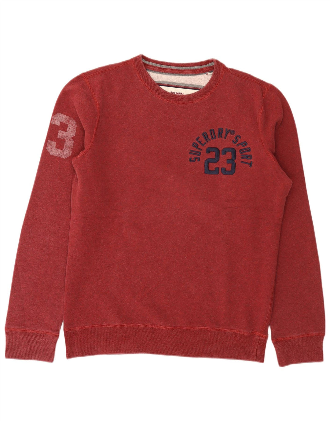 Superdry moletom gráfico masculino jumper médio algodão borgonha