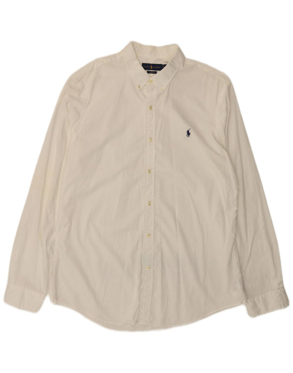 Ralph Lauren Mens Camisa Slim Fit Tamanho 17/12 XL Algodão Branco