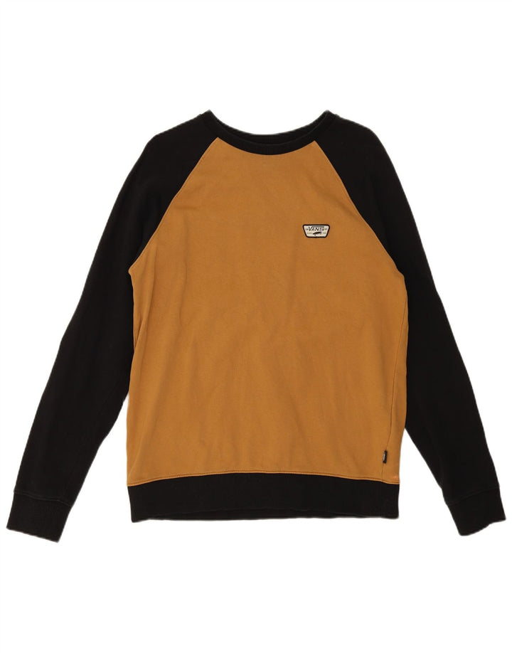 Vans moletom masculino jumper médio marrom colorblock algodão