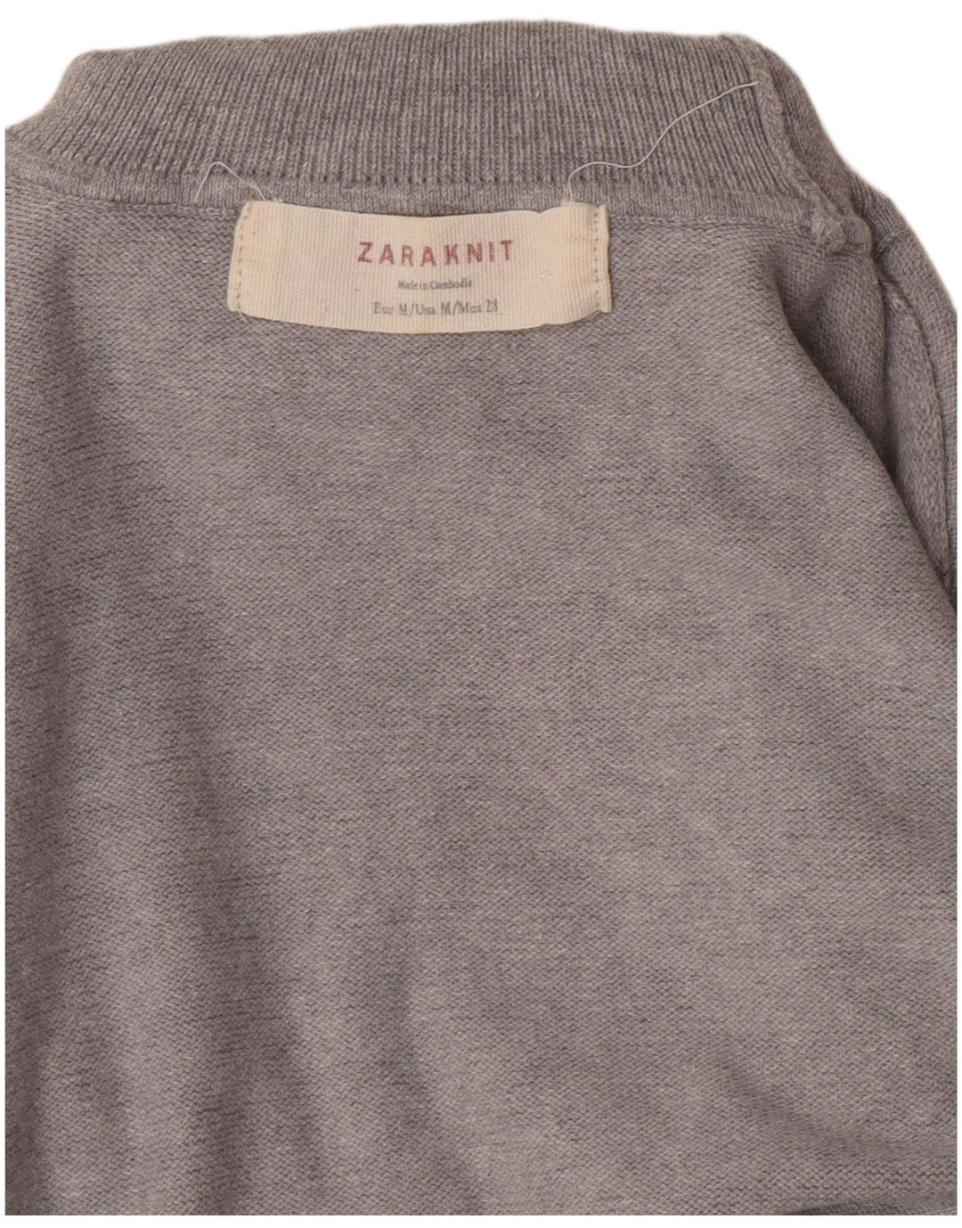 Zara Suéter feminino com gola redonda e gola redonda, Reino Unido 12, cinza médio