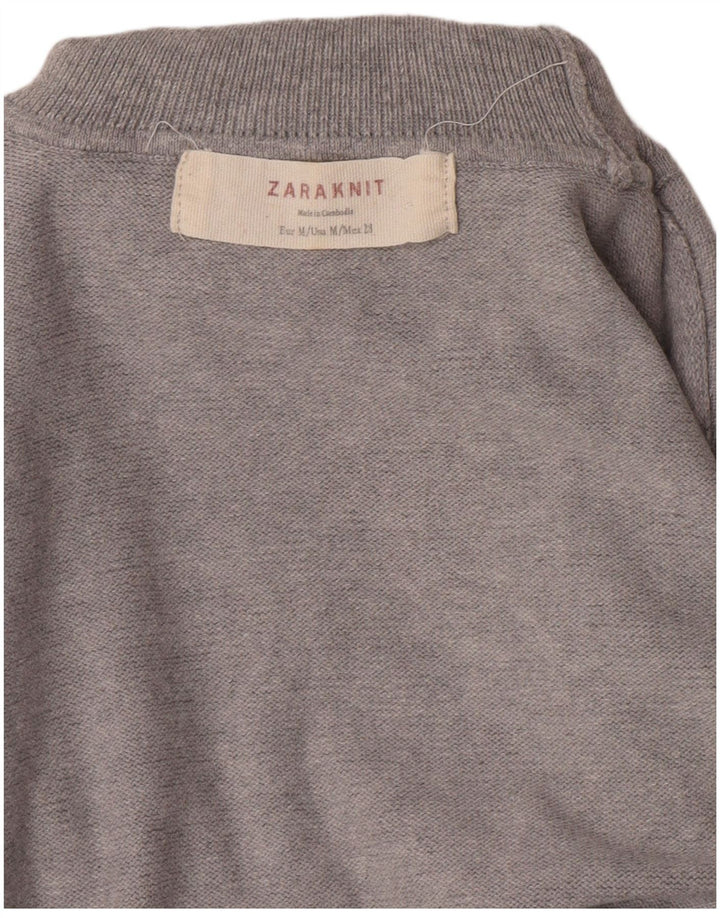 Zara Suéter feminino com gola redonda e gola redonda, Reino Unido 12, cinza médio