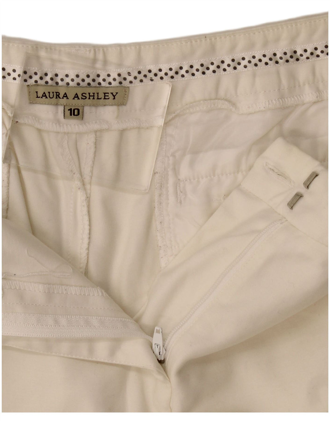 Bermuda feminina Laura Ashley US 10 grande W32 algodão branco