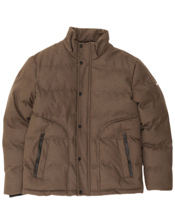 Jaqueta acolchoada masculina Ombre Quintessence UK 36 poliéster marrom pequeno
