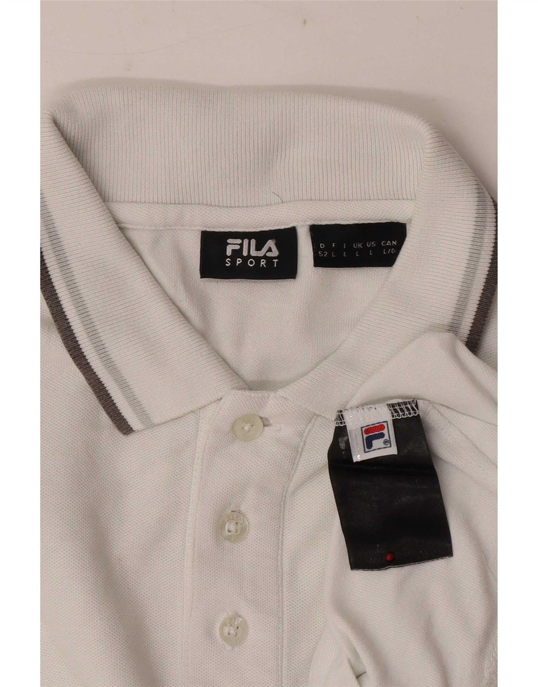 Camisa polo masculina Fila de manga comprida grande algodão branco