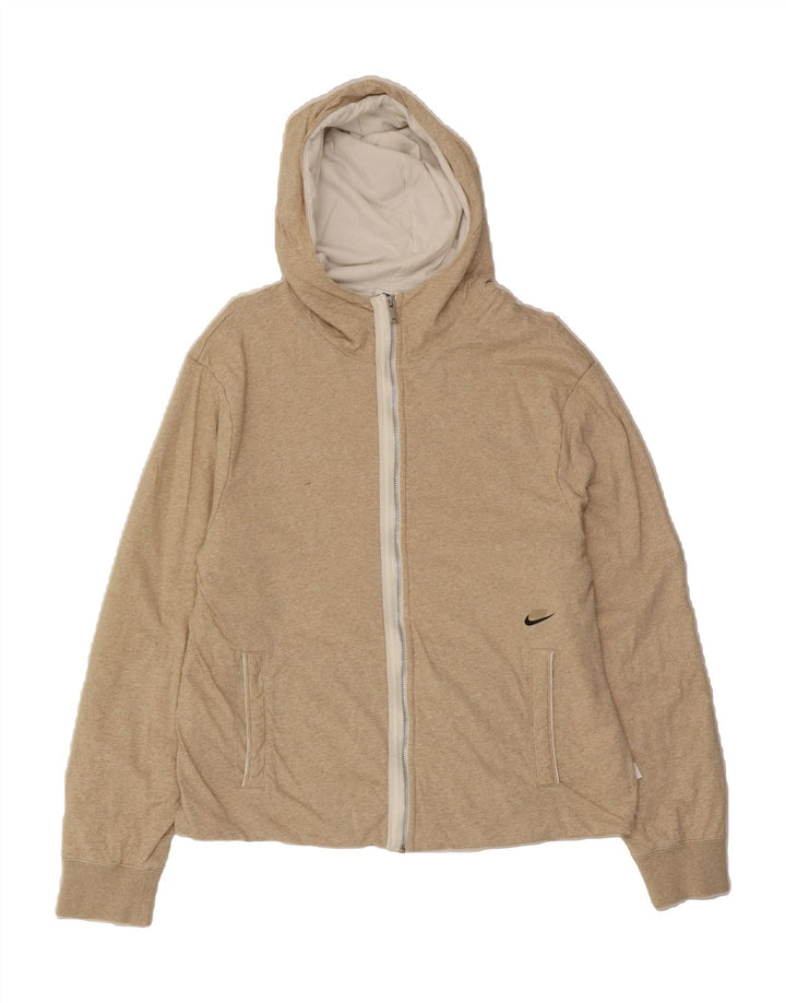 NIKE Womens Zip Hoodie Sweater UK 14 Medium Beige Cotton Vintage Nike and Second-Hand Nike from Messina Hembry 