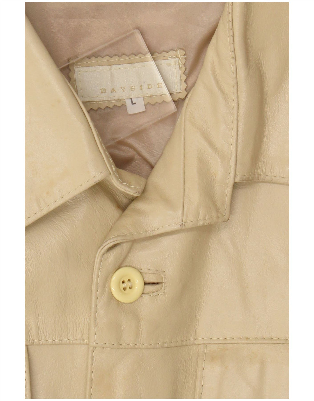 Jaqueta de couro masculina Bayside UK 40 couro bege grande