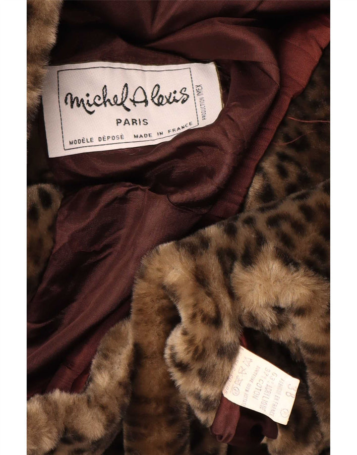 Sobretudo oversized feminino Michel Alexis EU 38 marrom médio com estampa animal