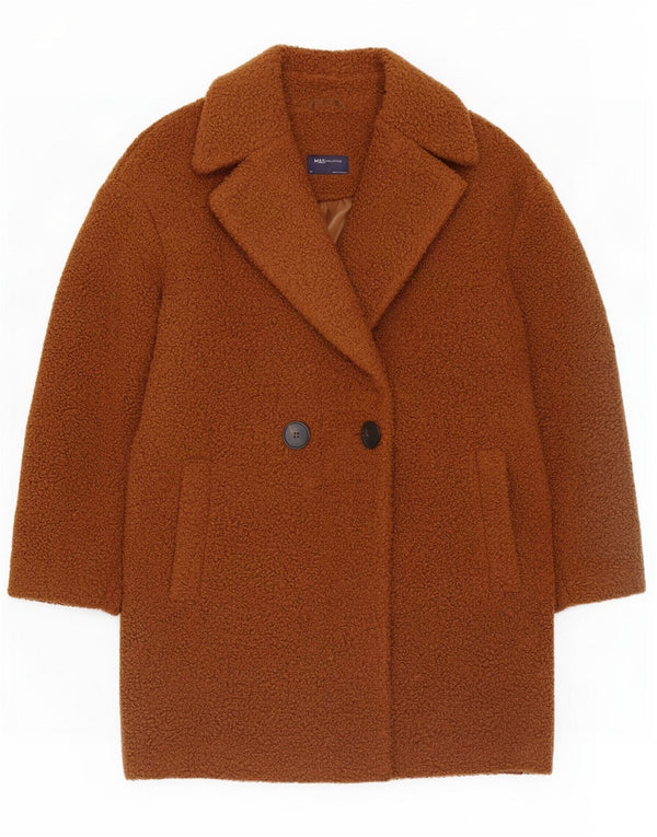 Sobretudo feminino grande de pele sintética Marks & Spencer Reino Unido 14 grande marrom
