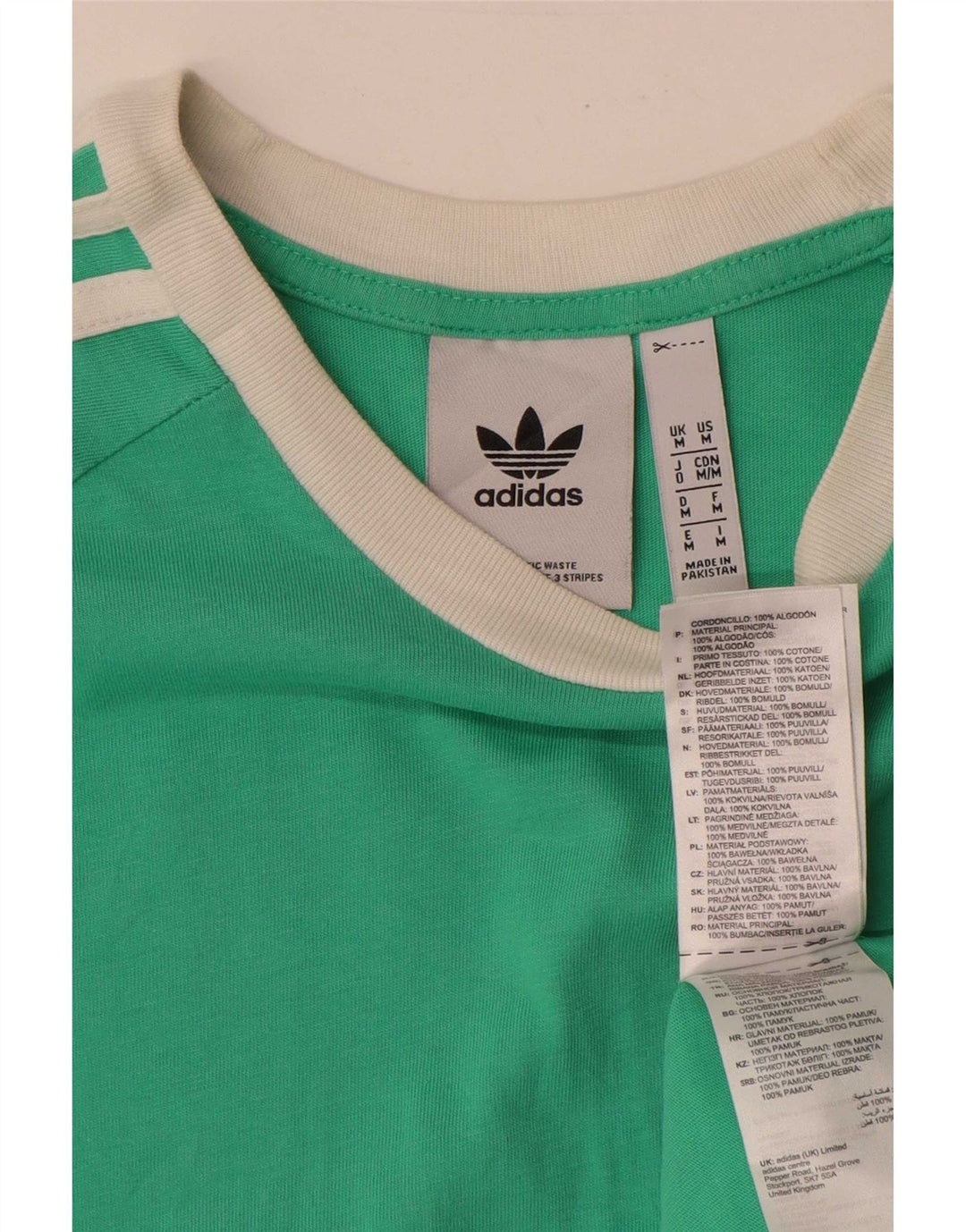 Adidas Mens Camiseta Top Médio Algodão Verde