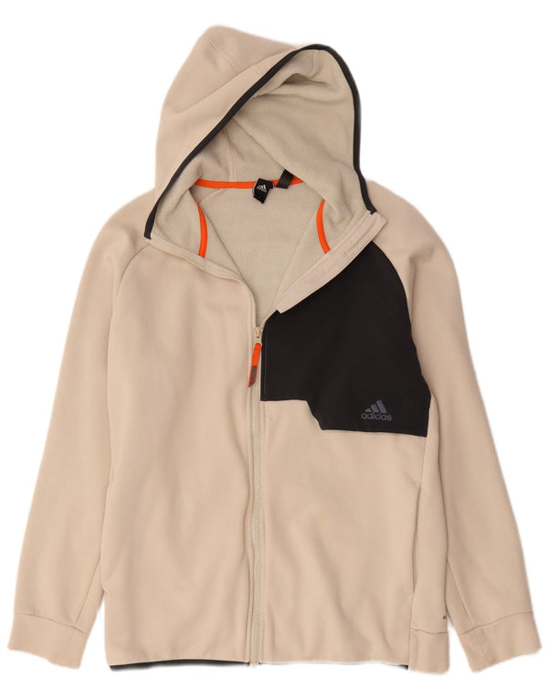 Adidas masculino Aeroready Zip moletom com capuz grande algodão colorblock bege