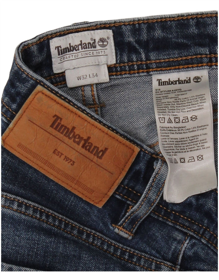 Calça jeans reta masculina Timberland W32 L28 azul algodão