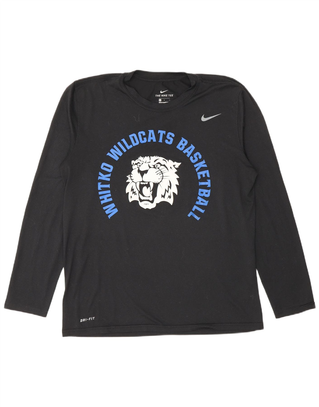 Top gráfico Nike masculino Wildcats manga comprida grande poliéster preto