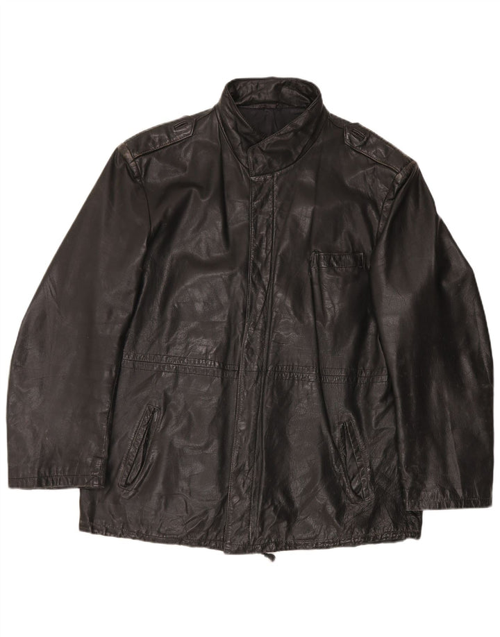 Jaqueta de couro masculina vintage UK 42 XL couro preto