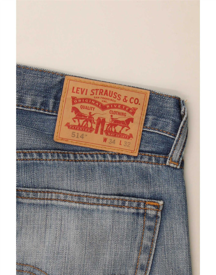 Levi's Masculino 514 Straight Jeans W34 L28 Azul Algodão