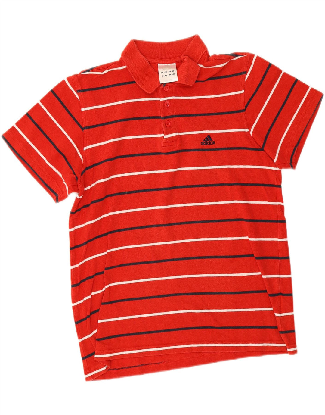 Camisa polo masculina Adidas média listrada vermelha de algodão