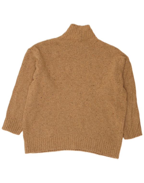 Zara Suéter feminino solto com gola tartaruga Reino Unido 14 grande marrom manchado