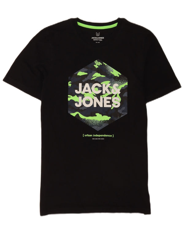 Camiseta gráfica Jack & Jones Boys Top 15-16 anos algodão preto