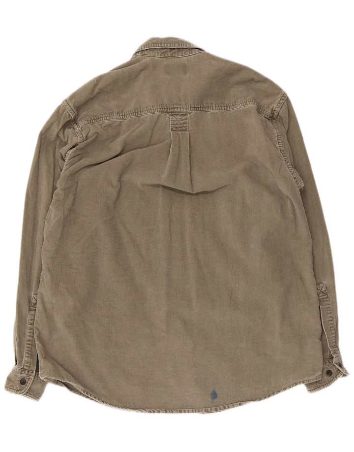 Camisa masculina de veludo L.L.Bean de algodão cáqui médio