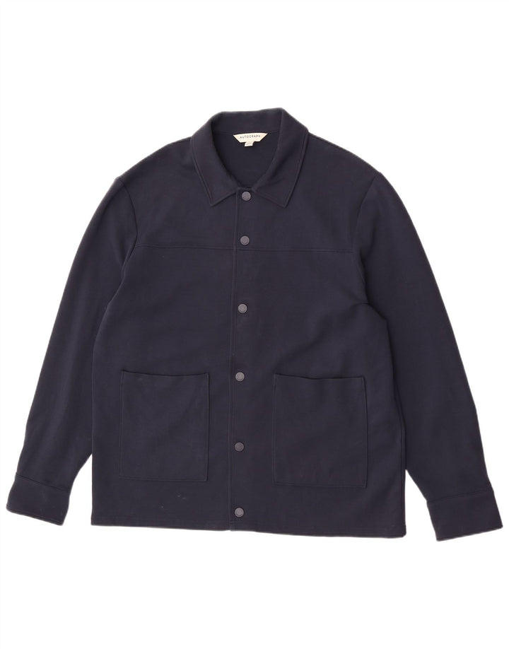 Jaqueta bomber masculina Marks & Spencer Autograph Reino Unido 40 grande algodão azul marinho