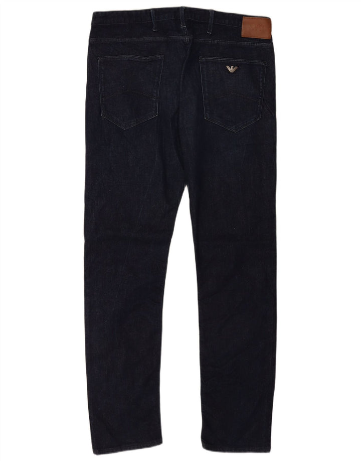 Armani Mens Slim Jeans W36 L34 Azul Marinho Algodão