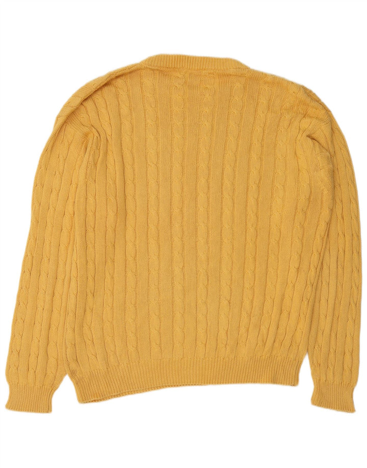 Suéter masculino Stefanel com gola redonda e algodão amarelo XL