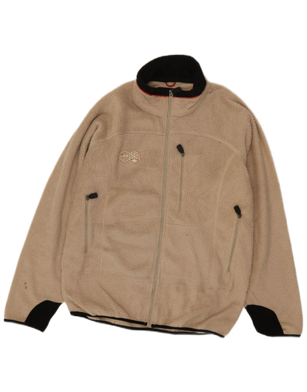Fila Mens Fleece Jacket UK 40 Grande Poliéster Colourblock Bege