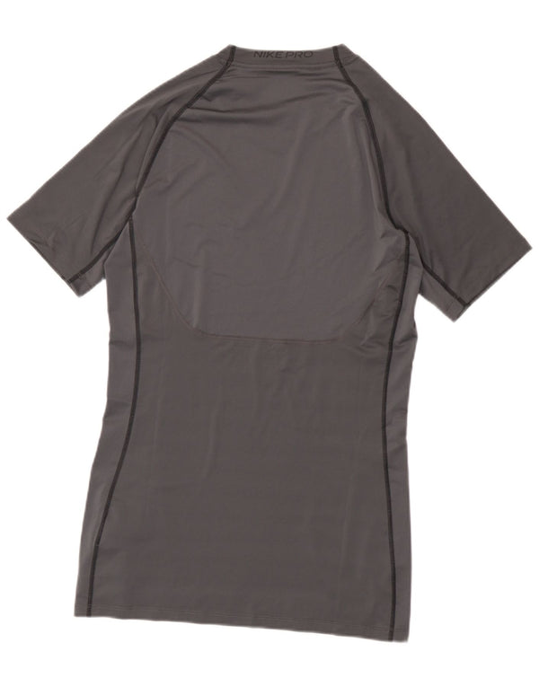 Camiseta Nike masculina Dri Fit Slim Fit gráfica top grande cinza poliéster