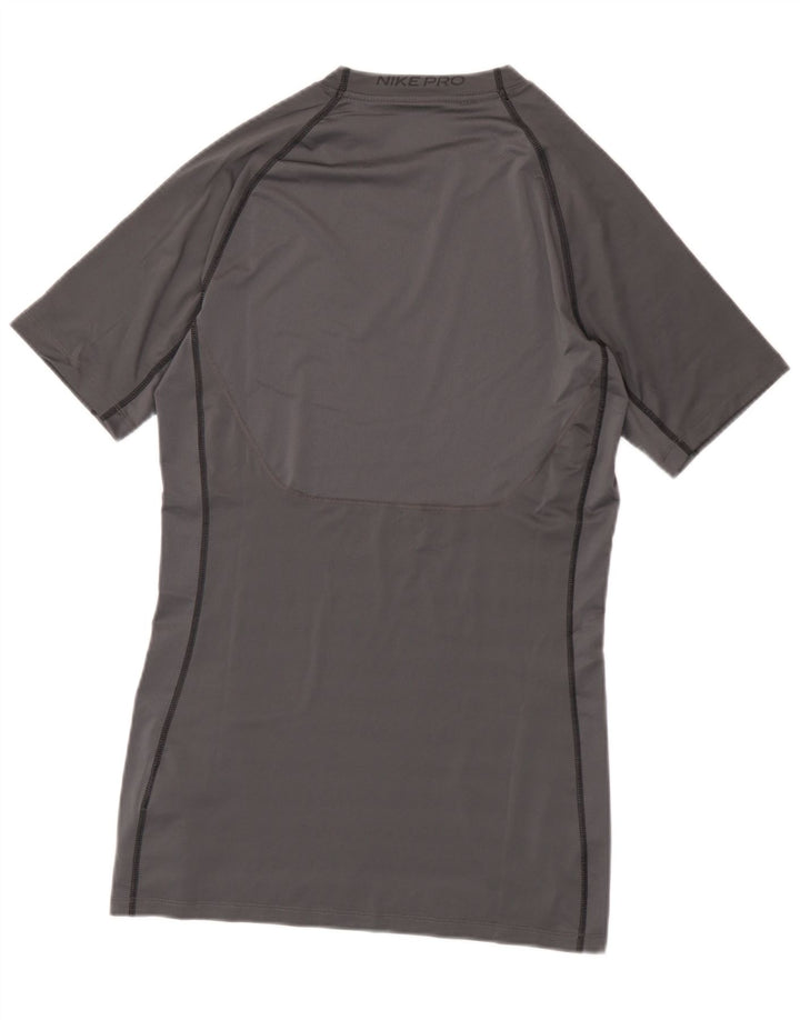 Camiseta Nike masculina Dri Fit Slim Fit gráfica top grande cinza poliéster