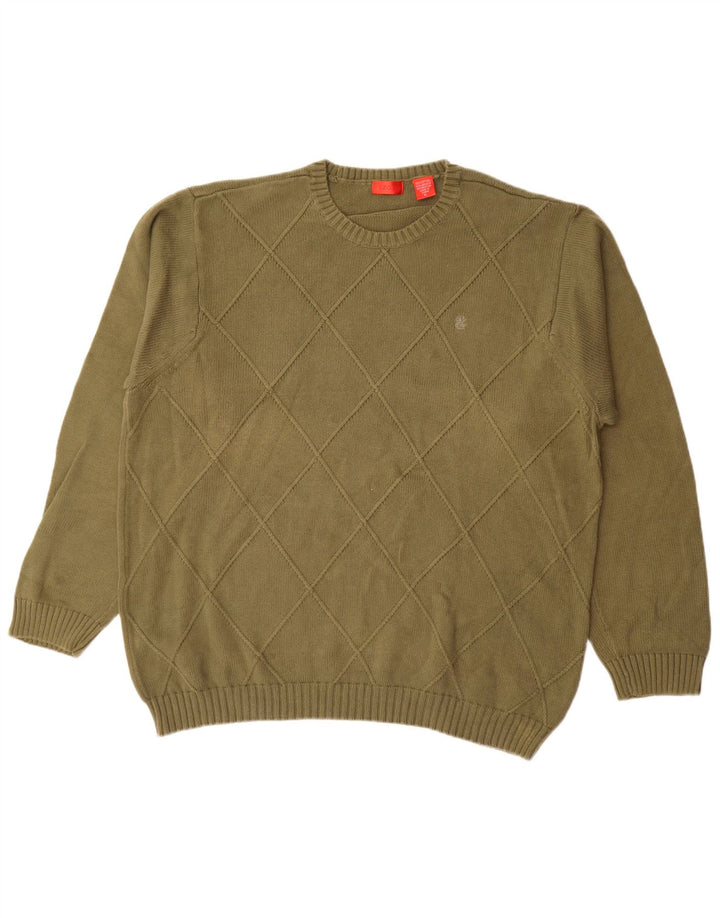 Suéter masculino Izod com gola redonda e algodão cáqui XL