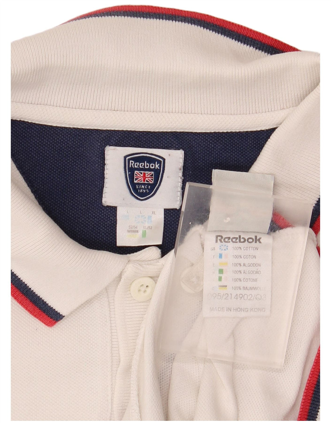 Camisa polo masculina Reebok grande algodão branco