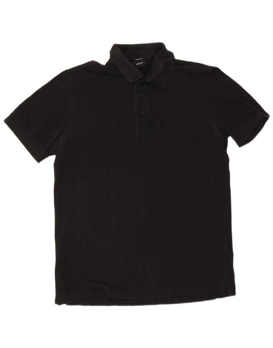 Camisa polo masculina Hugo Boss de algodão preto médio