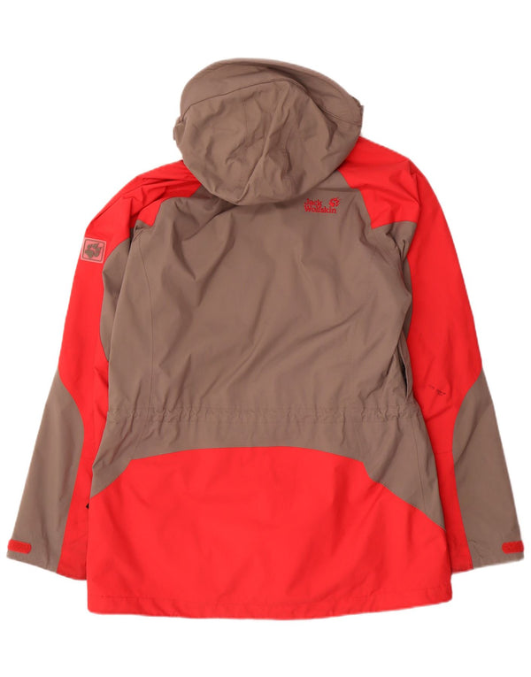 Jaqueta de chuva feminina com capuz Jack Wolfskin UK 12/14 cinza médio colorblock