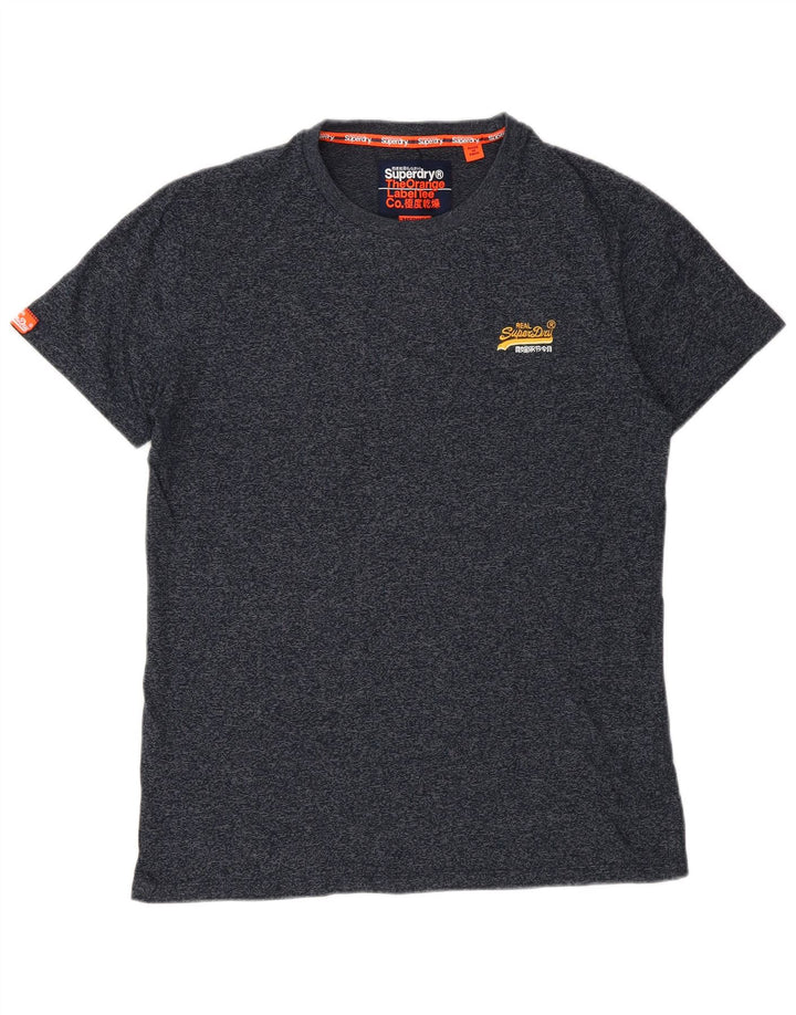 Camiseta masculina Superdry Top médio algodão manchado azul marinho