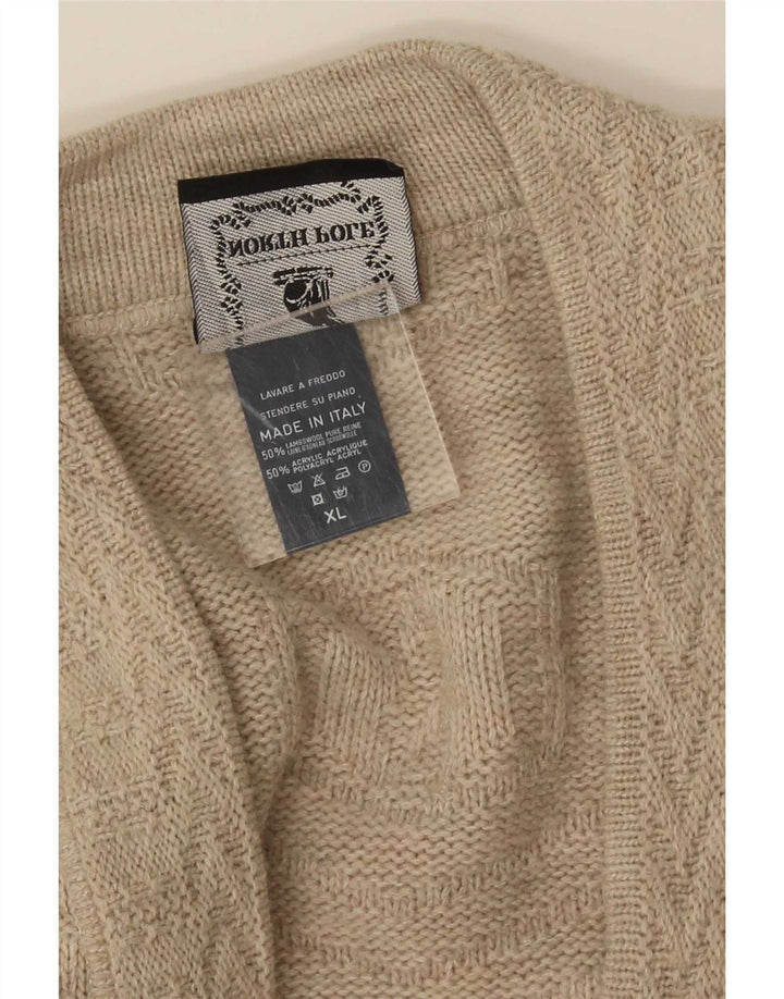 Suéter cardigã masculino North Pole XL bege lã de cordeiro