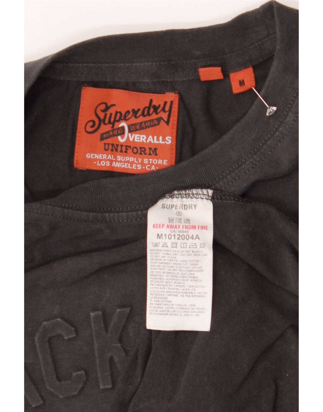 Camiseta gráfica masculina Superdry Top cinza médio algodão