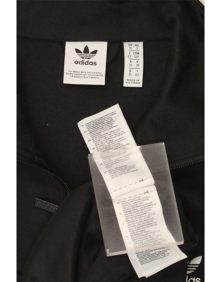 Adidas Womens Tracksuit Top Jacket UK 10 Pequeno Algodão Preto