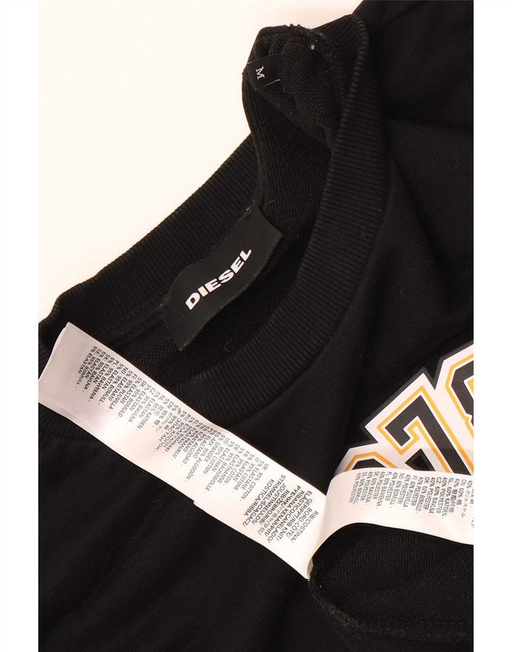 Diesel masculino gráfico moletom jumper médio algodão preto