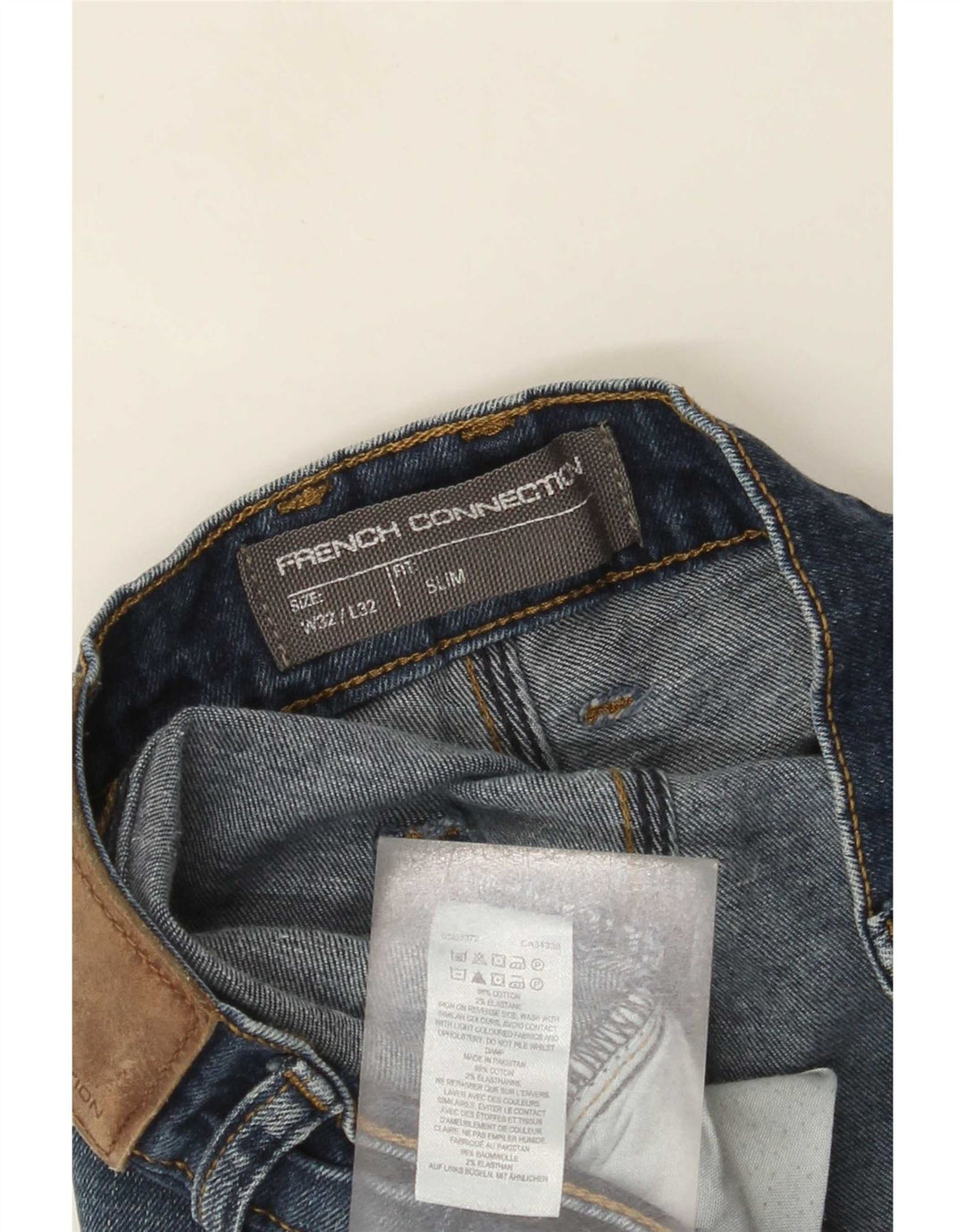 French Connection Masculino Slim Jeans W32 L32 Azul Algodão