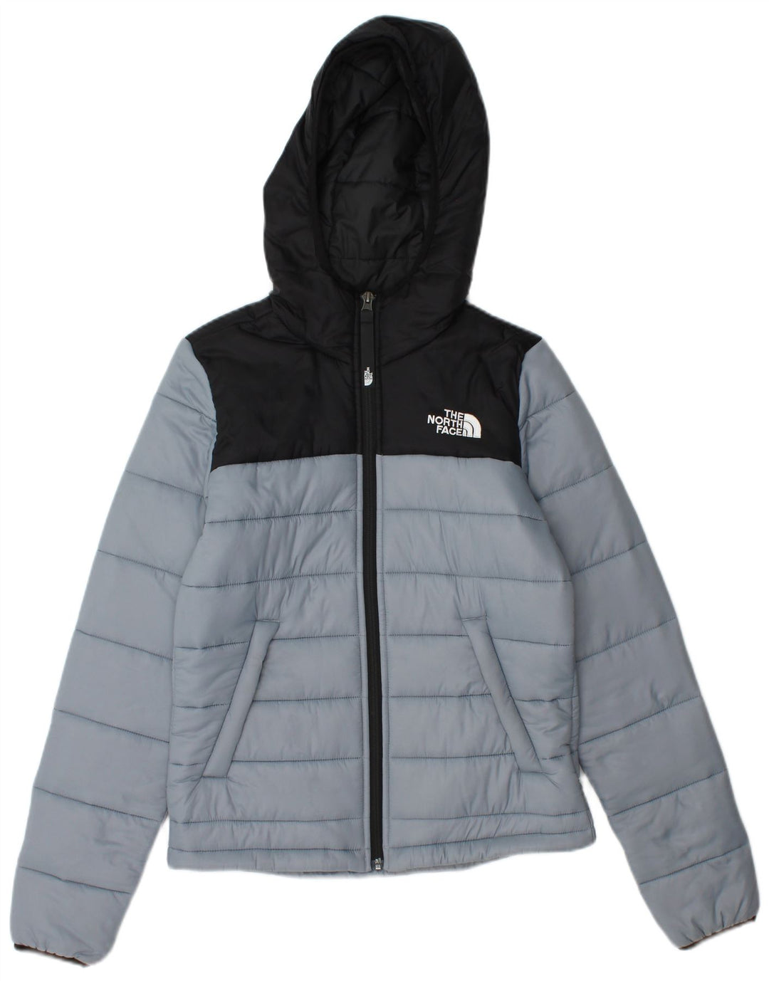 Jaqueta feminina acolchoada com capuz THE NORTH FACE UK 6 XS cinza Colourblock Nylon