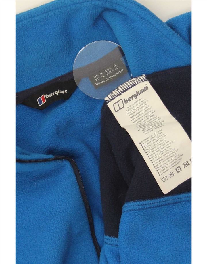 Berghaus Suéter masculino de lã com zíper e gola XL azul colorblock poliéster