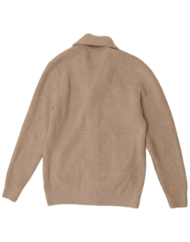Suéter cardigã masculino Marks & Spencer poliéster bege médio