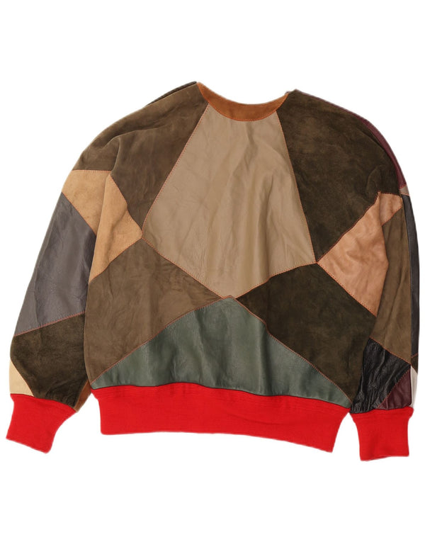 Camisola oversized feminina vintage UK 18 XL patchwork multicolorido