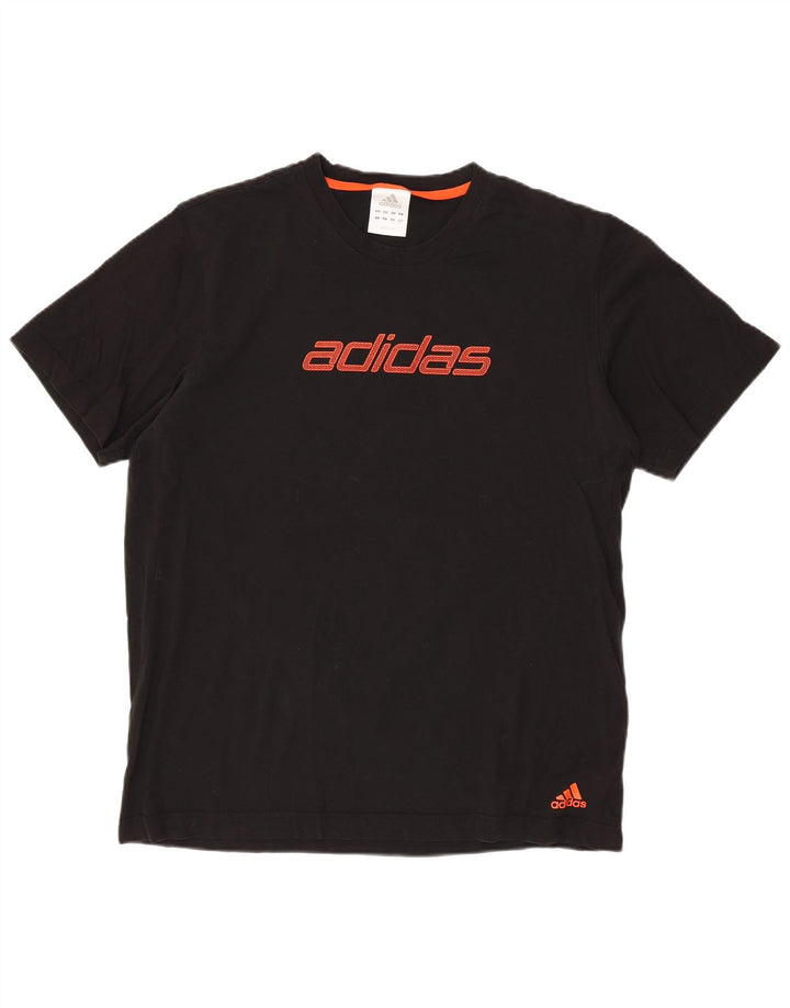 Camiseta masculina ADIDAS com estampa gráfica grande de algodão preto