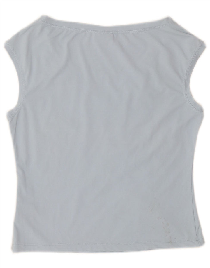 Colete feminino Roccobarocco Crop Graphic Top IT 44 Médio Azul Floral Nylon