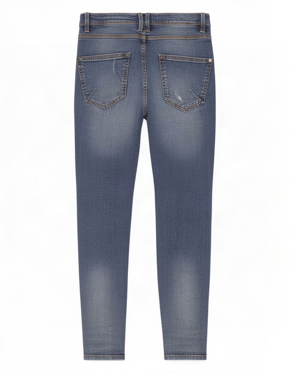 Zara Mens Distressed Slim Jeans EU 38 Pequeno W30 L26 Azul Algodão