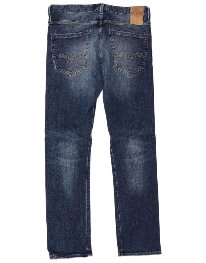 Replay Mens Slim Jeans W30 L32 Azul Marinho Algodão