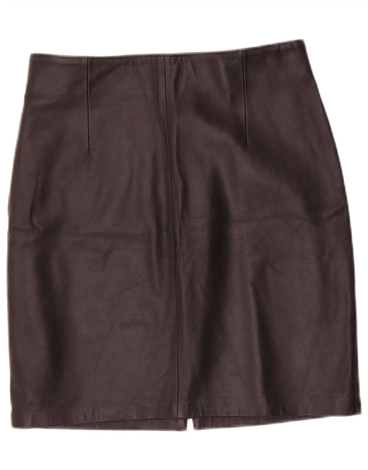 Mini saia de couro feminina vintage IT 40 pequena W28 preta