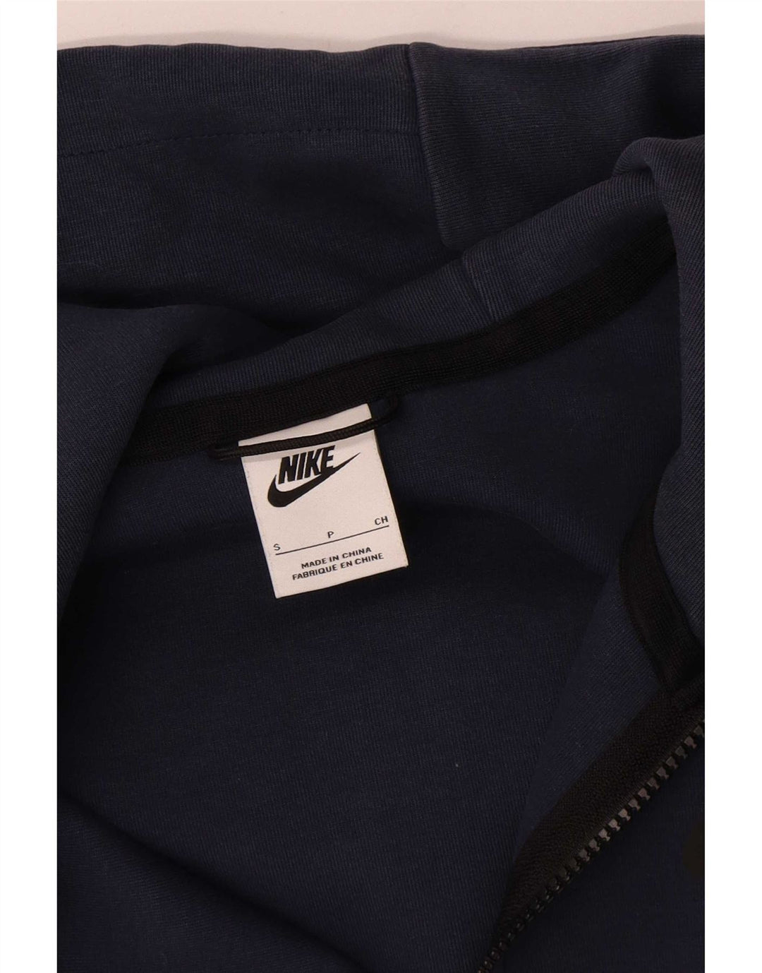 Suéter Nike masculino com capuz e zíper pequeno algodão azul marinho